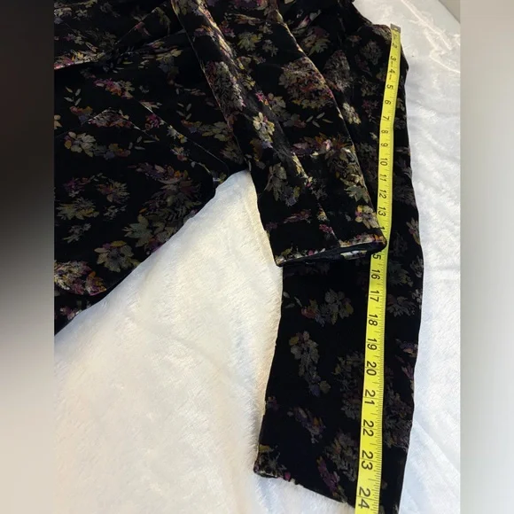 Rebecca Taylor Jewel Floral Print Velvet Blazer Size 4 Pockets Pleated shoulder